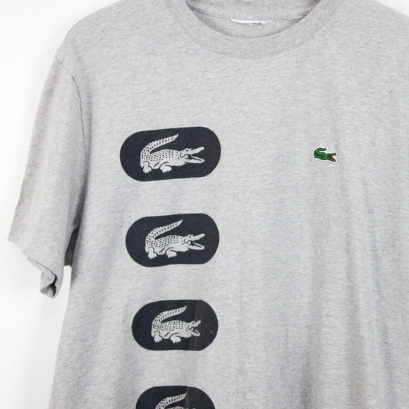 Lacoste Grey Small Logo T-Shirt with Front and Back Print (Medium) - Picture 3 of 4